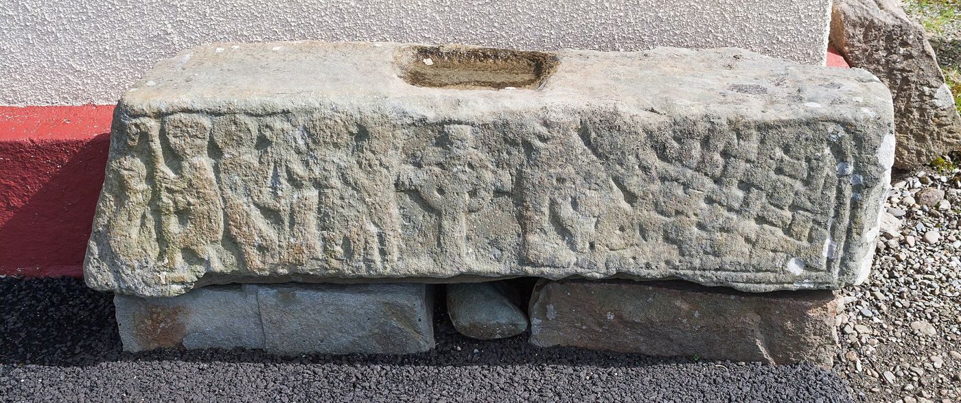 Carved lintel from the old church at Carndonagh